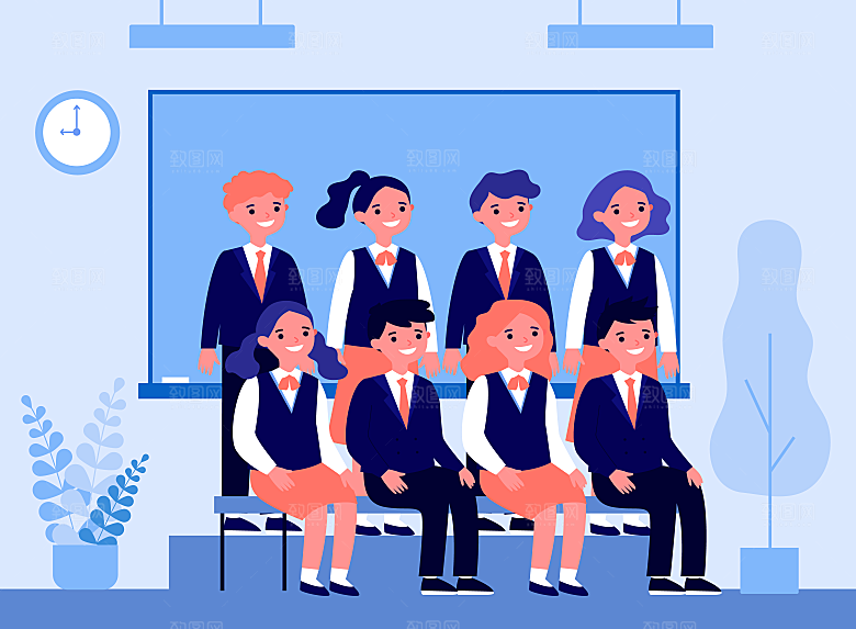 教育学习班级场景插画