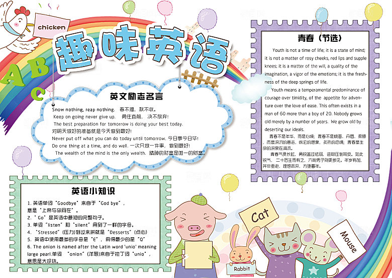 英语学习儿童手抄报