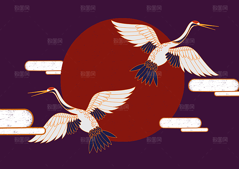 国潮中国风山水神兽追日