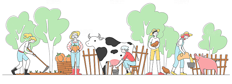 创意丰收收获劳动场景插画