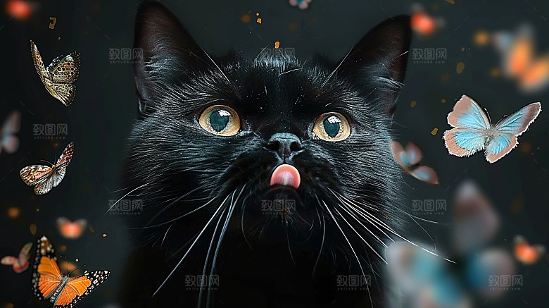 宠物可爱嬉闹猫咪灵敏猫科小猫淘气动物