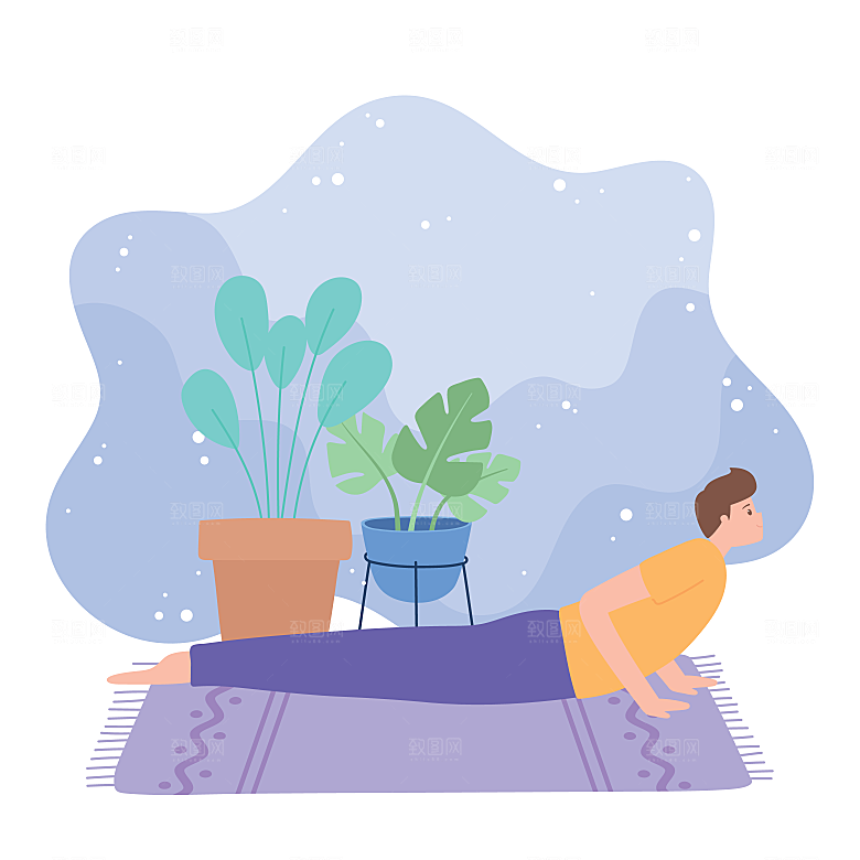 矢量创意健身瑜伽运动卡通插画