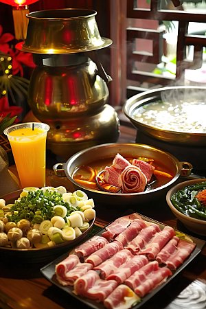 肉类重庆传统美食蔬菜火锅麻辣美味鲜香