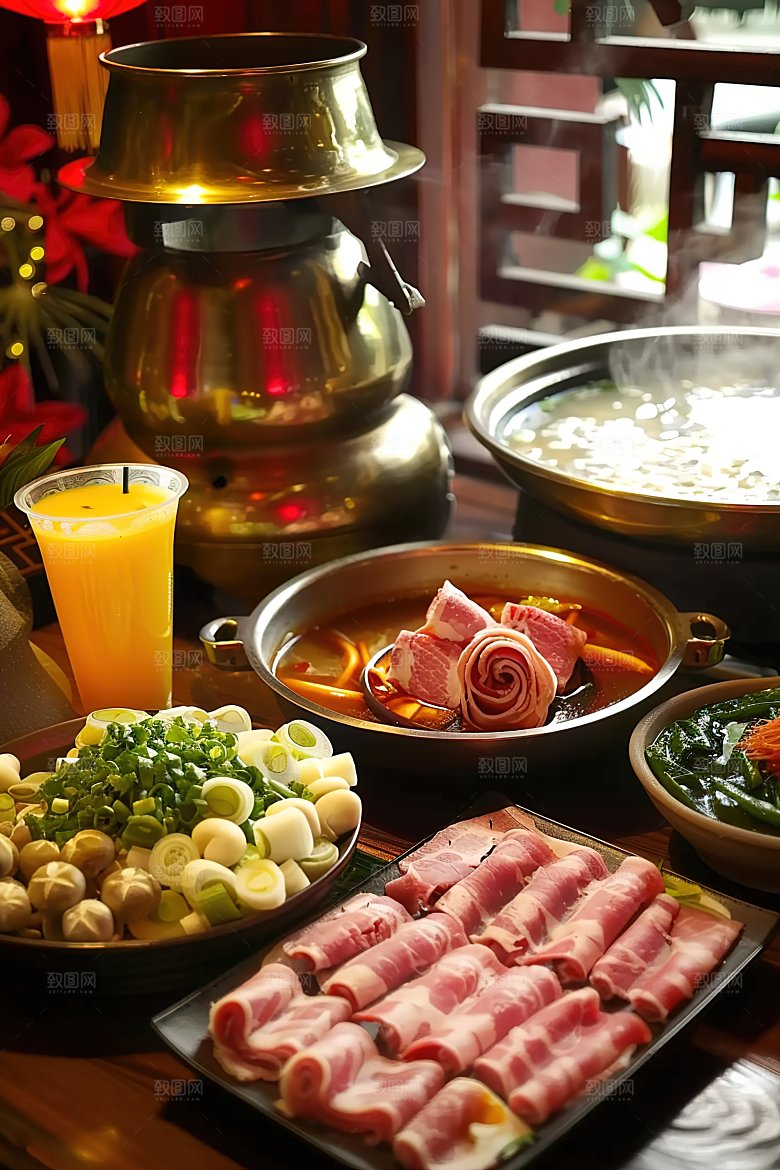 肉类重庆传统美食蔬菜火锅麻辣美味鲜香