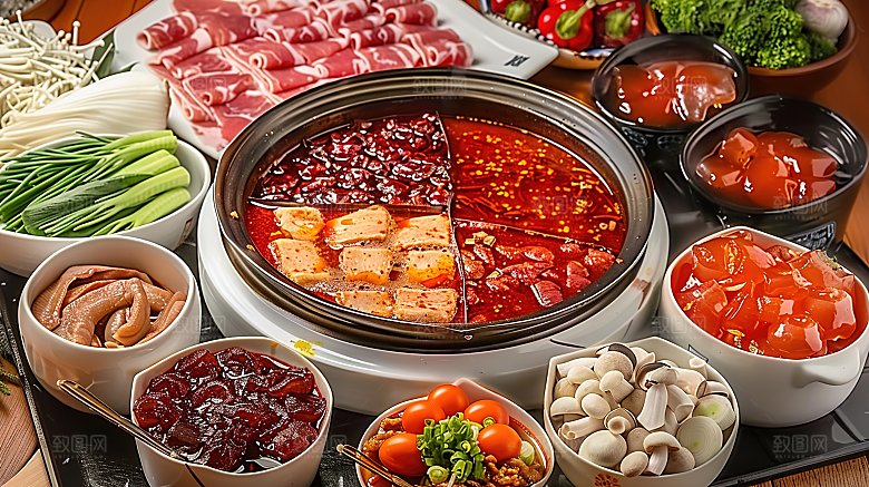 蔬菜火锅麻辣美食高清传统鲜香肉类重庆
