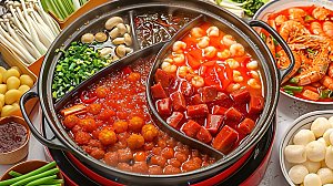 蔬菜火锅美食高清重庆传统肉类麻辣鲜香
