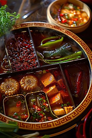 蔬菜火锅美食美味鲜香传统肉类中国麻辣