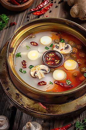 蔬菜麻辣火锅肉类美食鲜香传统美味中国