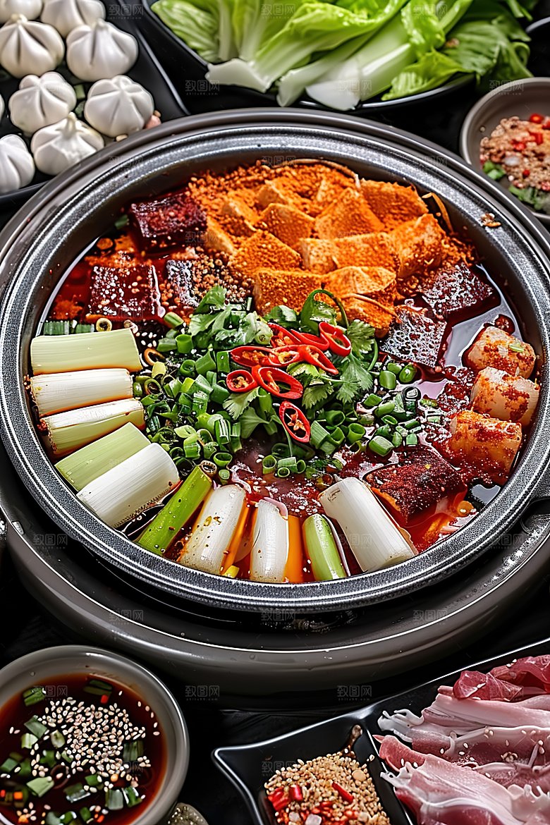 美味传统美食重庆鲜香火锅蔬菜肉类麻辣