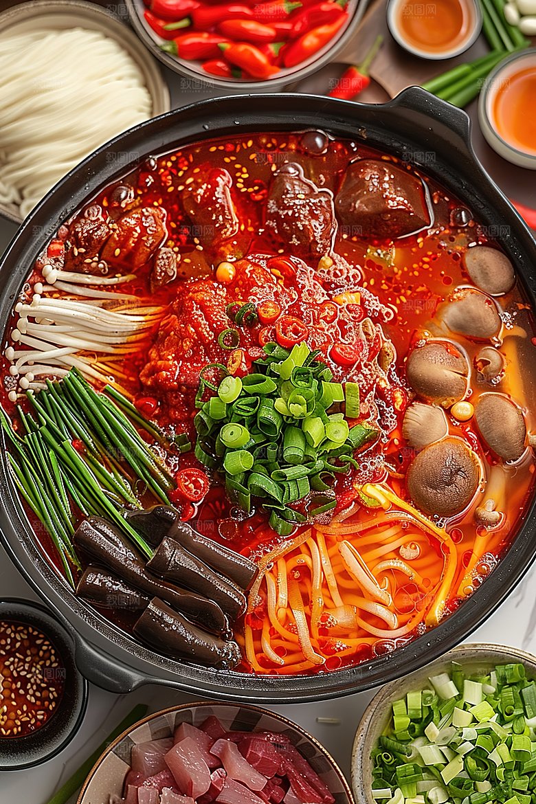 美味烹饪辣椒香辣牛肉重庆火锅麻辣美食海鲜