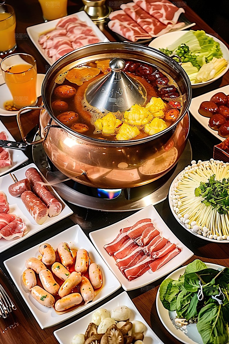 美味鲜香蔬菜美食传统肉类麻辣重庆火锅