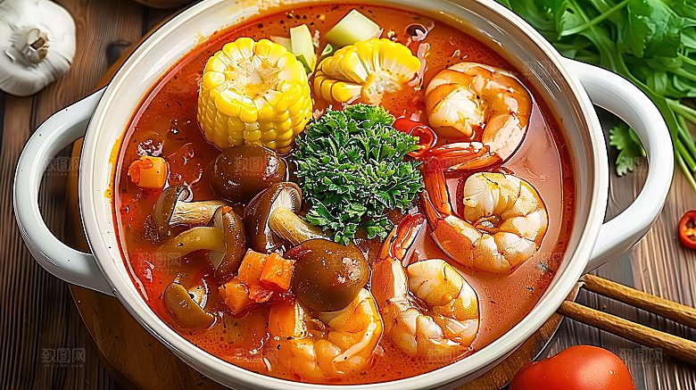 美味重庆传统肉类美食鲜香蔬菜火锅麻辣