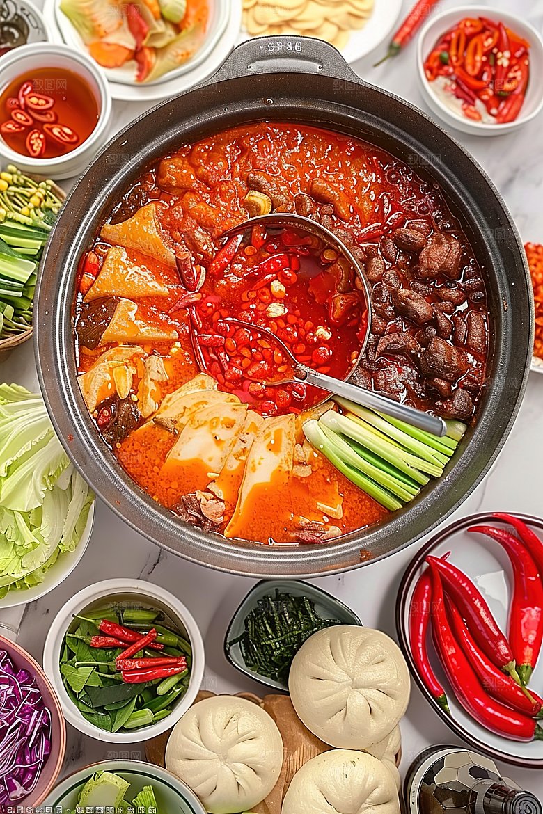 火锅中国传统蔬菜高清鲜香肉类麻辣美食美味