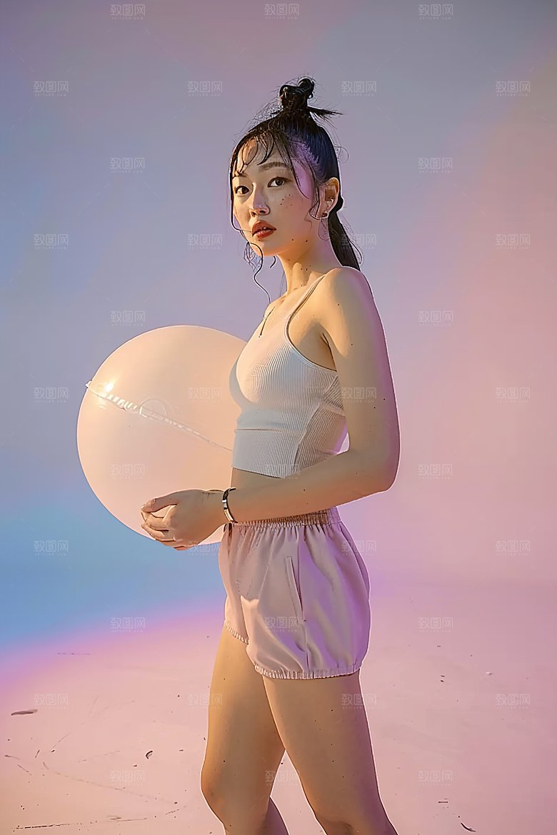 美女健身活力跑步青春瑜伽运动女性锻炼年轻