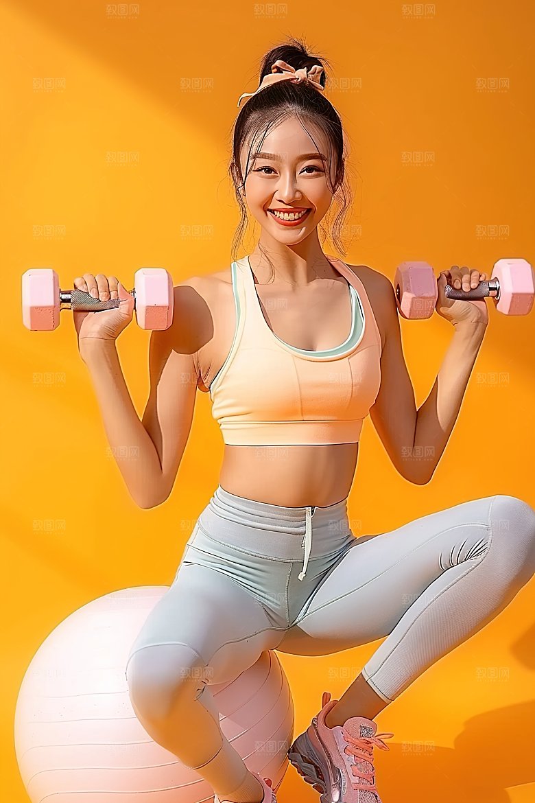 美女跑步青春运动年轻瑜伽女性健身活力锻炼