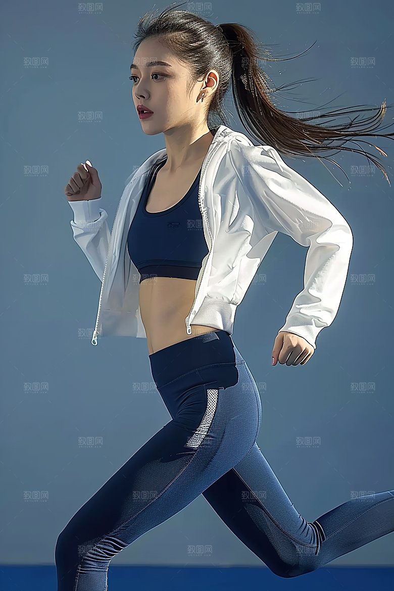女性活力健身美女瑜伽运动锻炼跑步