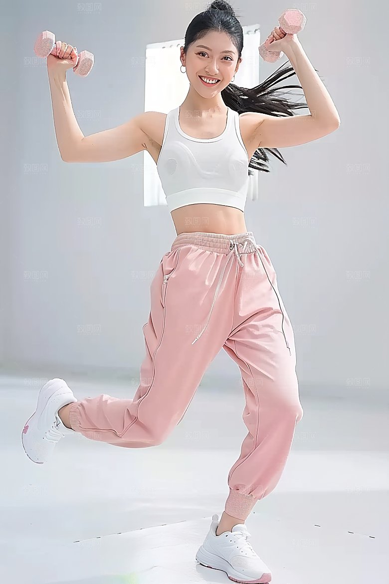 女性活力瑜伽健身美女青春锻炼跑步运动年轻