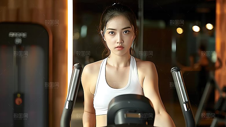 女性瑜伽运动美女锻炼年轻活力青春健身跑步