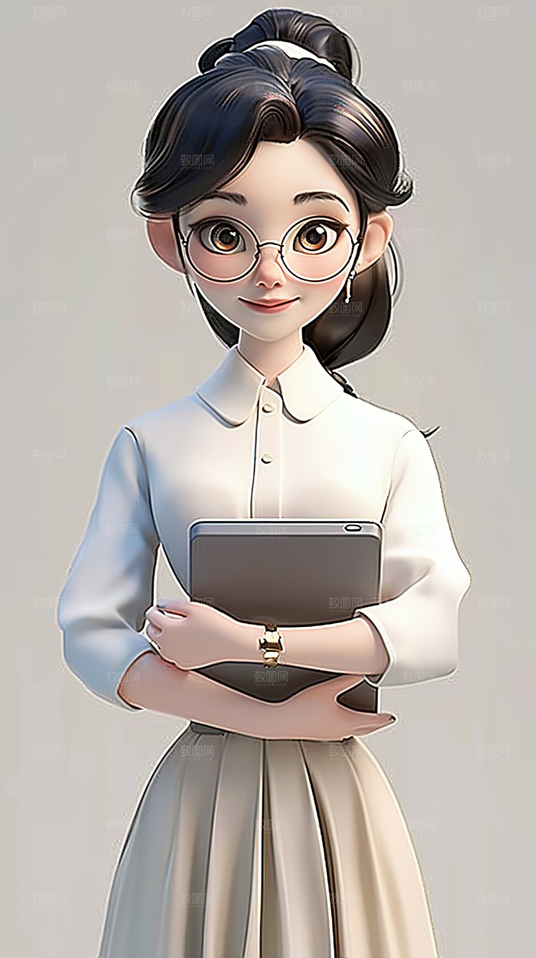 卡通老师人物教师教育立体职场职业3D