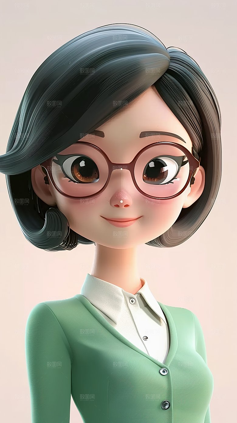 卡通立体3D人物教育老师职场教师职业