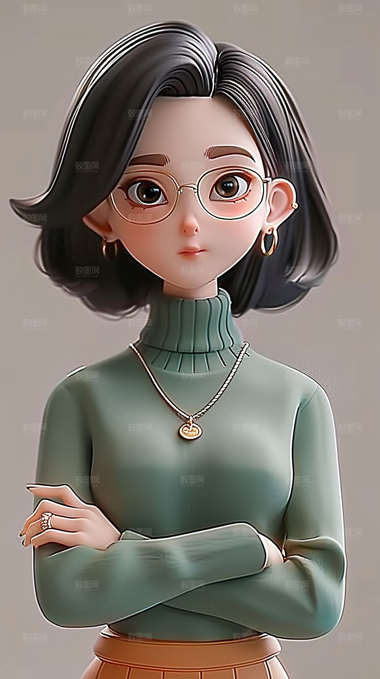 卡通人物三维3D立体教育职业老师职场教师