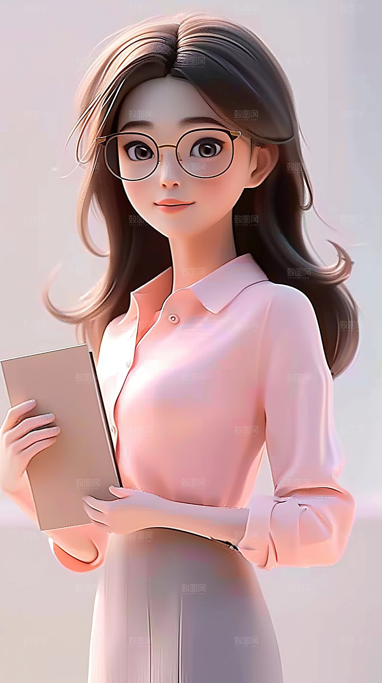 卡通形象人物教师三维职业老师3D立体