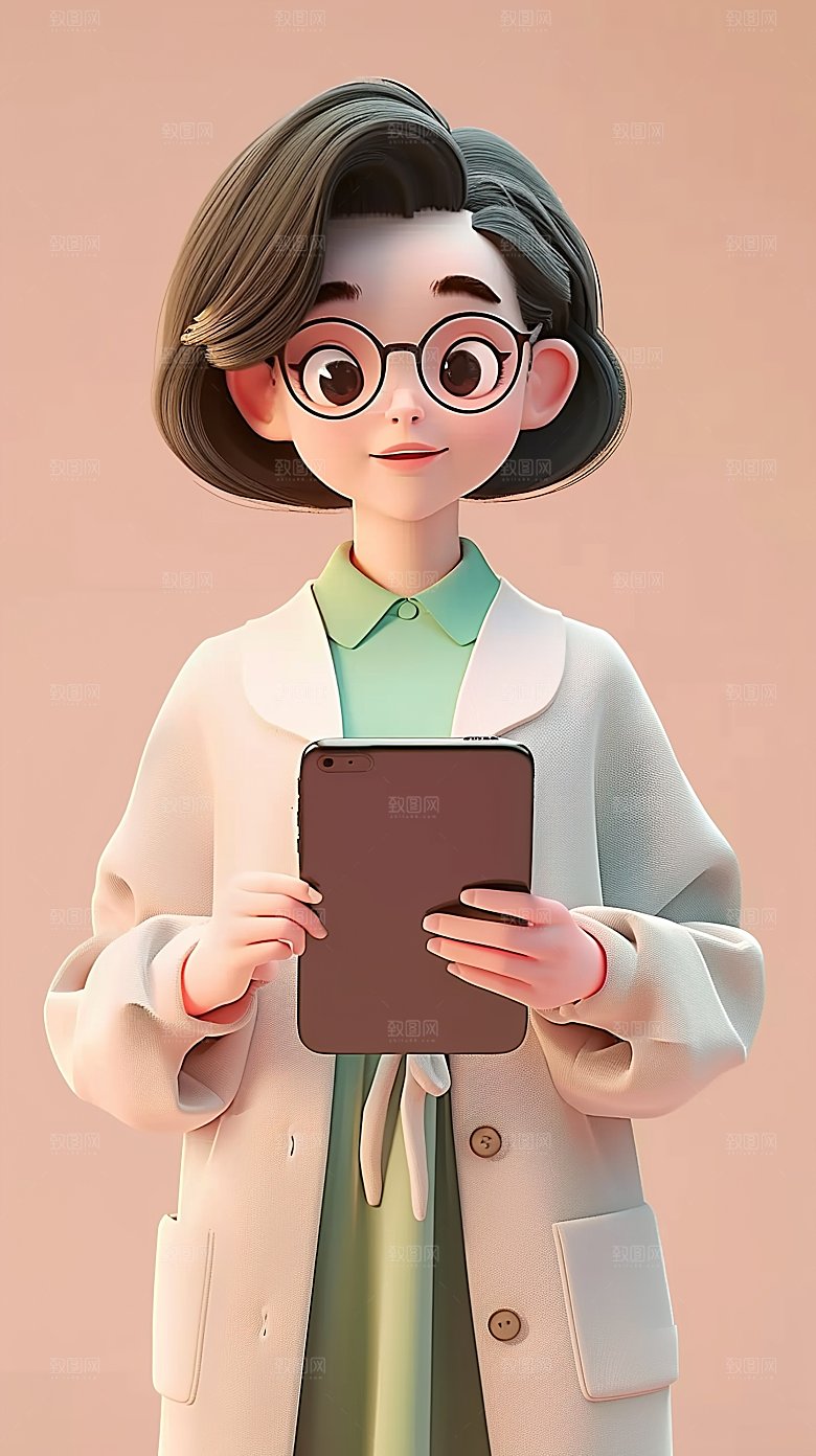 卡通职场职业立体教师人物教育3D三维老师