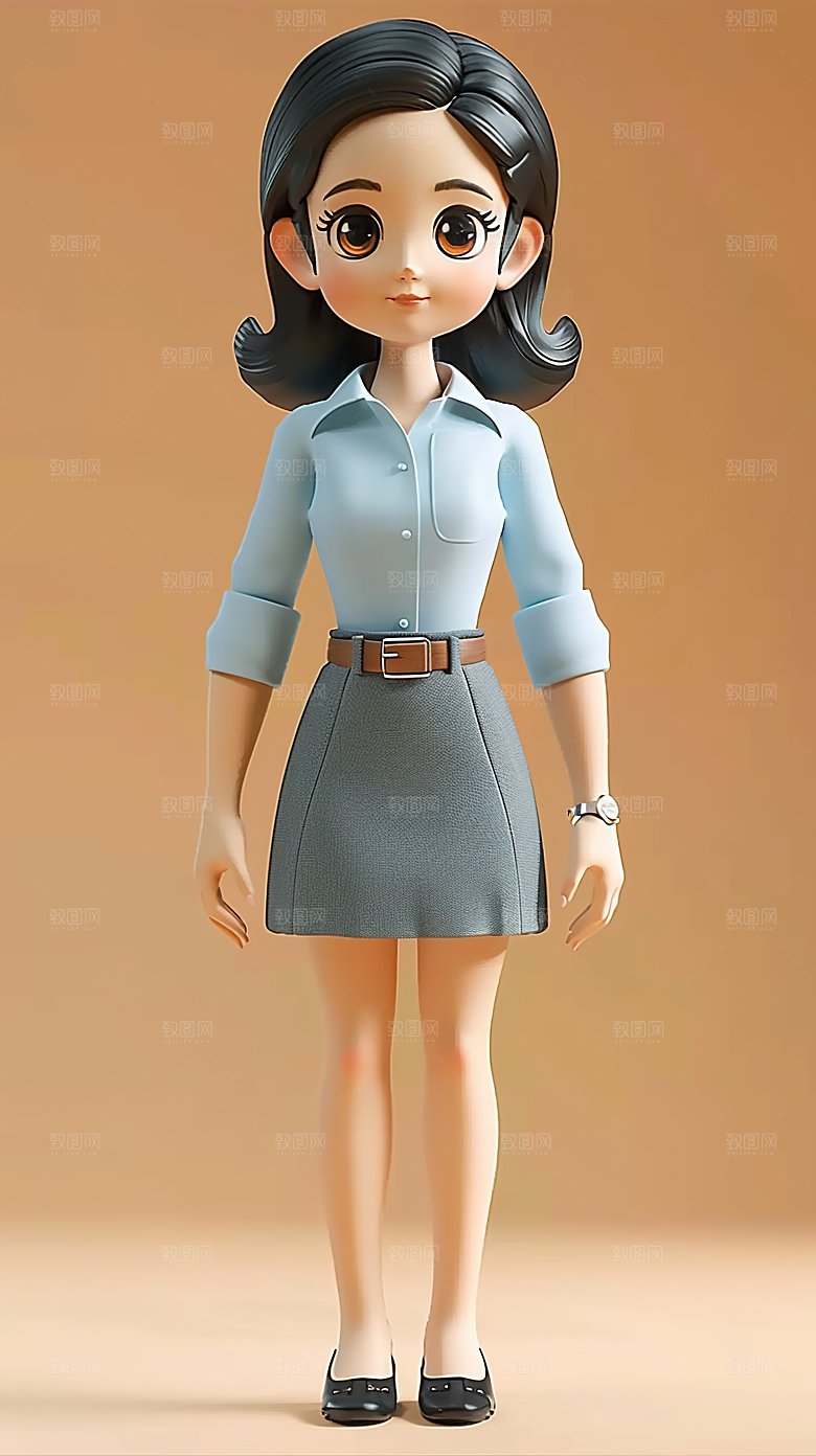 老师教师教育三维人物职场卡通职业立体3D