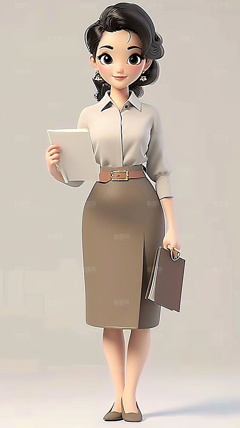 3D教师立体形象人物老师三维卡通职业