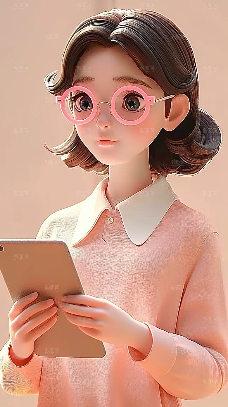 3D立体形象三维老师职业教师卡通人物