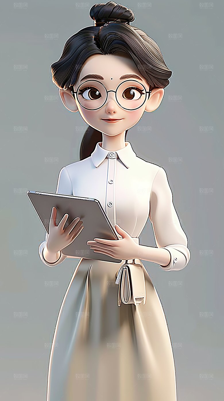 3D职业教师职场立体教育卡通老师人物