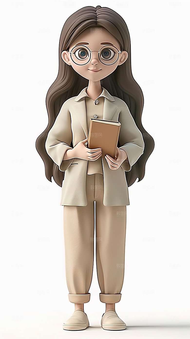 教师教育卡通职业3D老师职场人物立体三维