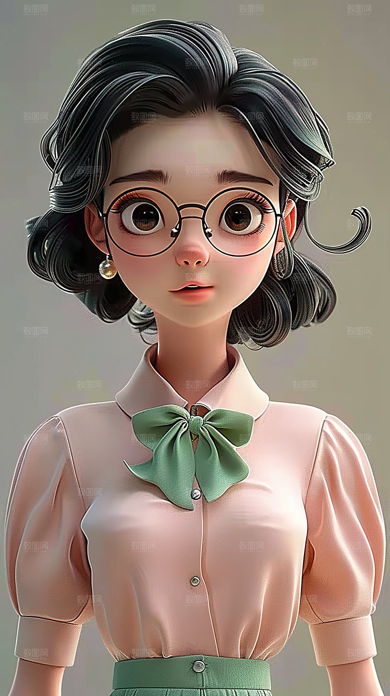教师卡通老师职场职业三维立体教育人物3D