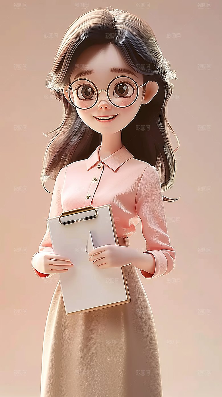 教师立体形象老师职业卡通人物3D三维