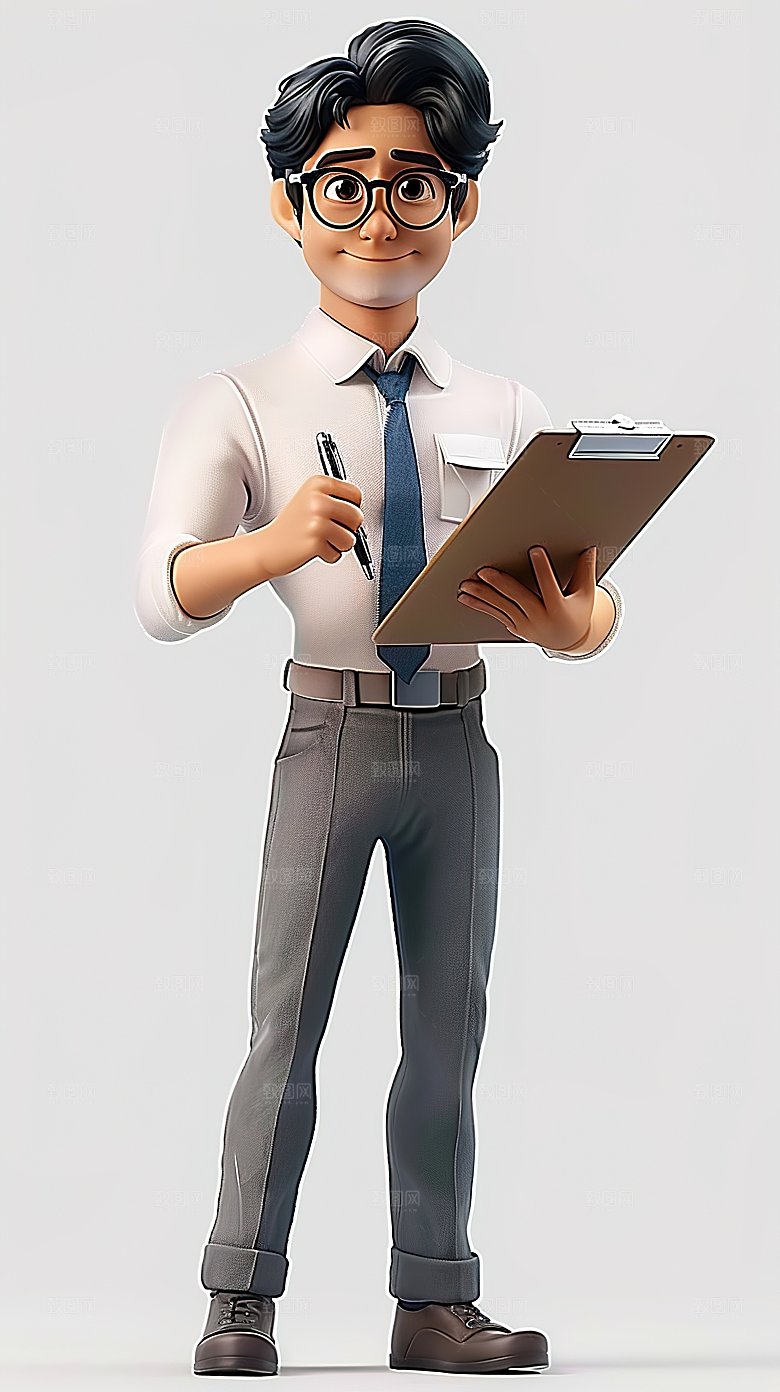 卡通老师教师立体职业三维3D人物形象