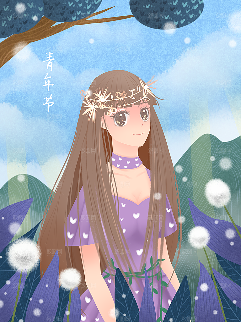 五四青年节节日插画宣传海报
