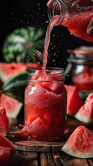 夏日红色新鲜美味水果解暑冰凉西瓜绿色健康