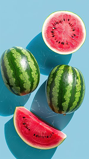 夏日水果西瓜红色新鲜冰凉解暑美味高清