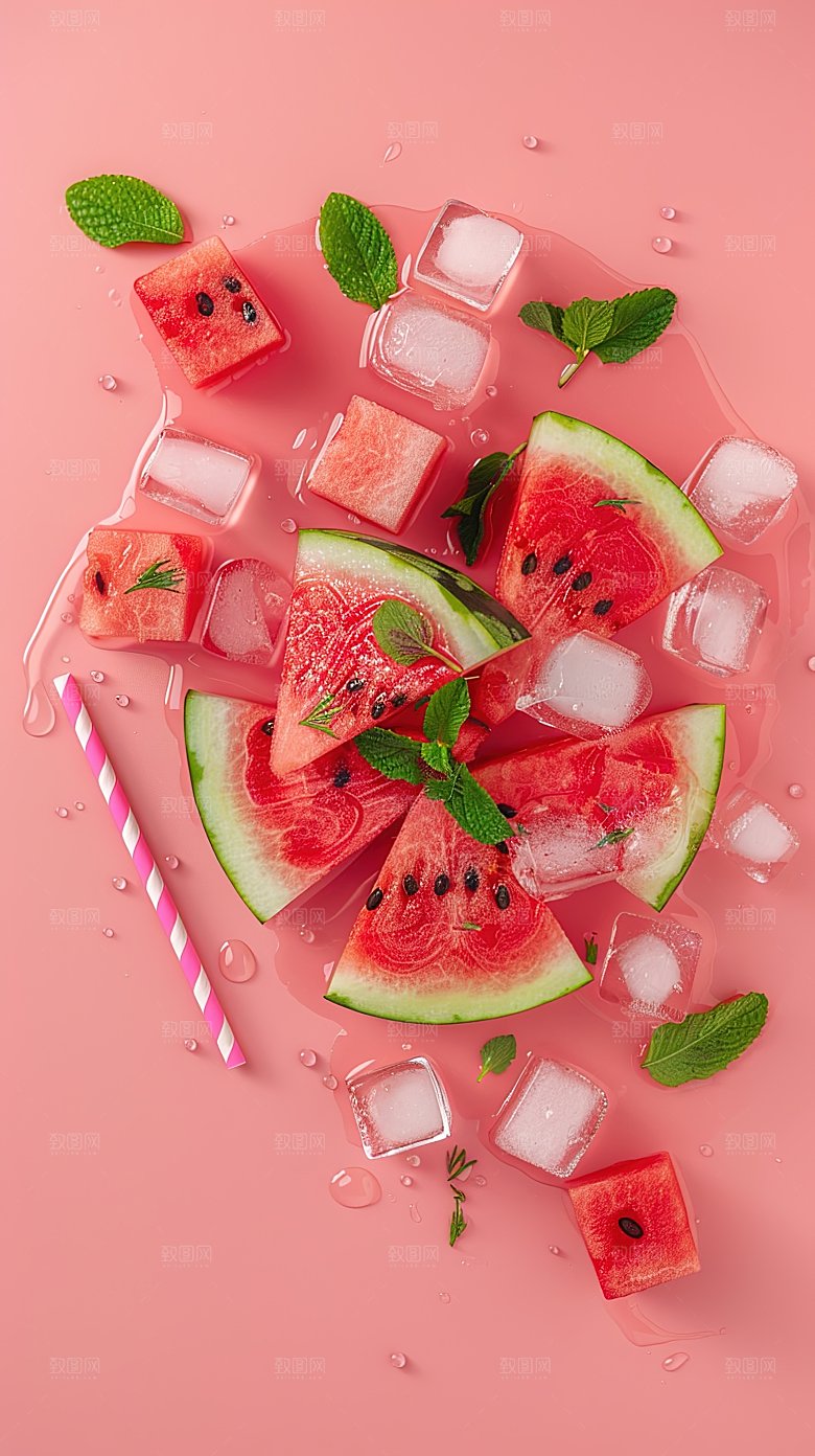 新鲜红色摄影夏日冰凉西瓜美味解暑水果