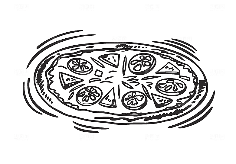 矢量披萨手绘简约插画