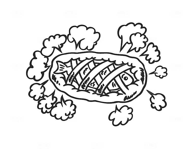 矢量烤鱼美食素材元素