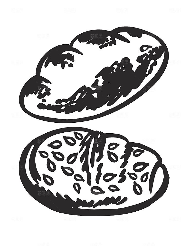 手绘面包美食蛋糕png素材