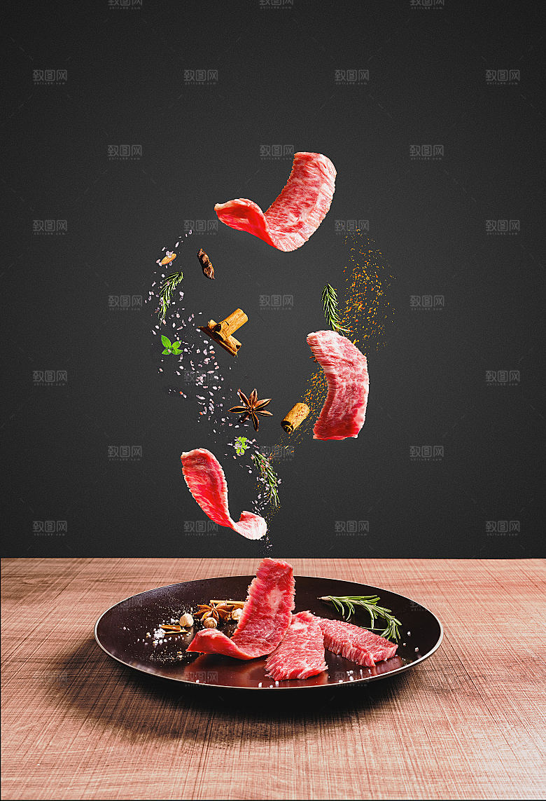 牛肉烤肉菜品摆盘摄影