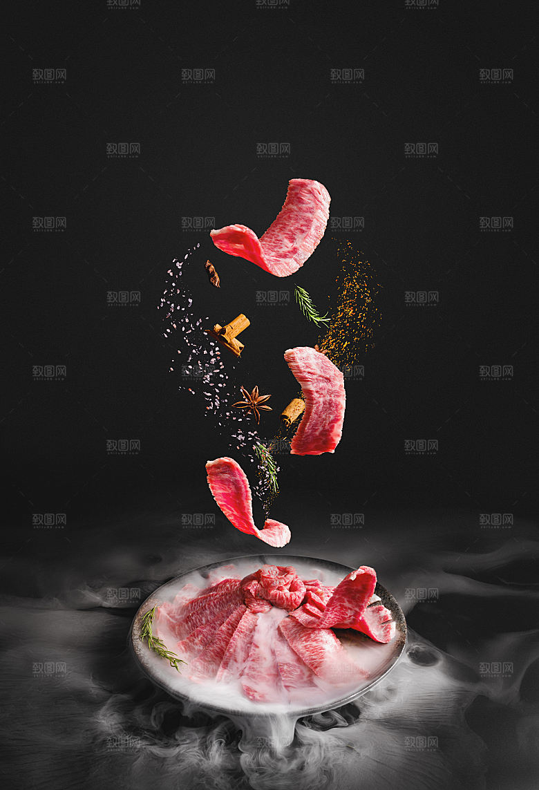 牛肉烤肉菜品摆盘摄影
