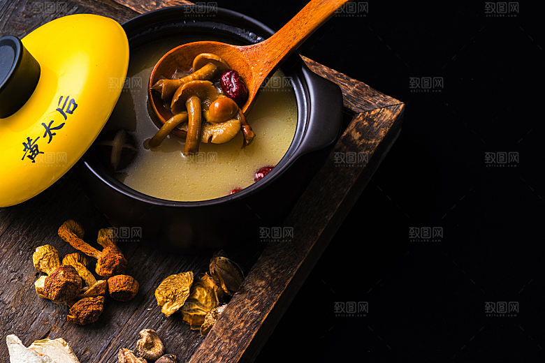 菌菇汤摄影特写素材