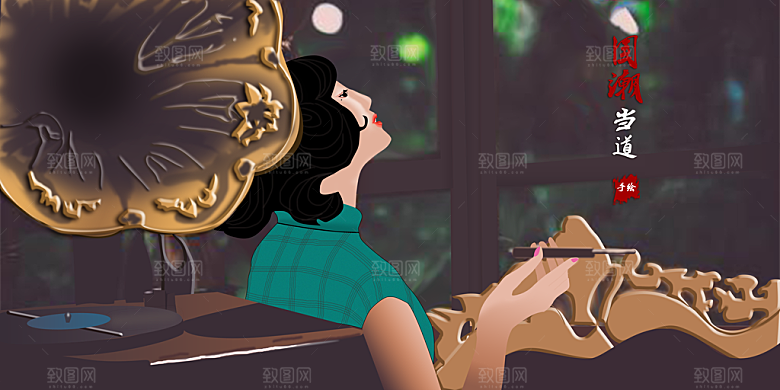 手绘创意国潮风促销海报