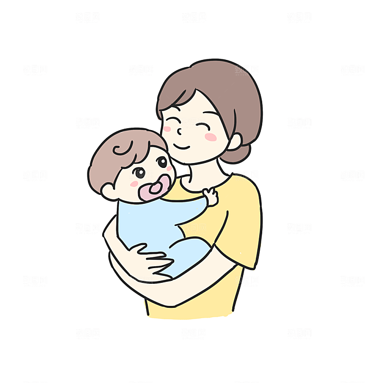 可爱卡通母亲节插画免抠元素
