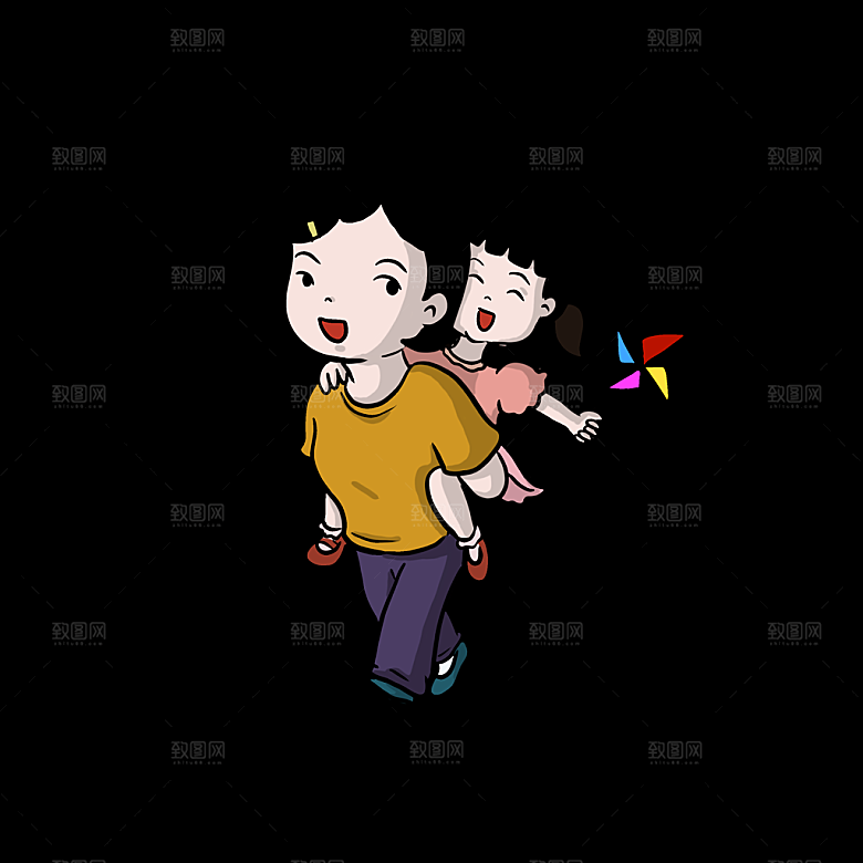 可爱卡通母亲节插画免抠元素