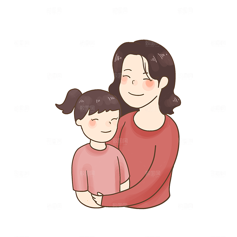 母亲节可爱卡通免抠元素插画