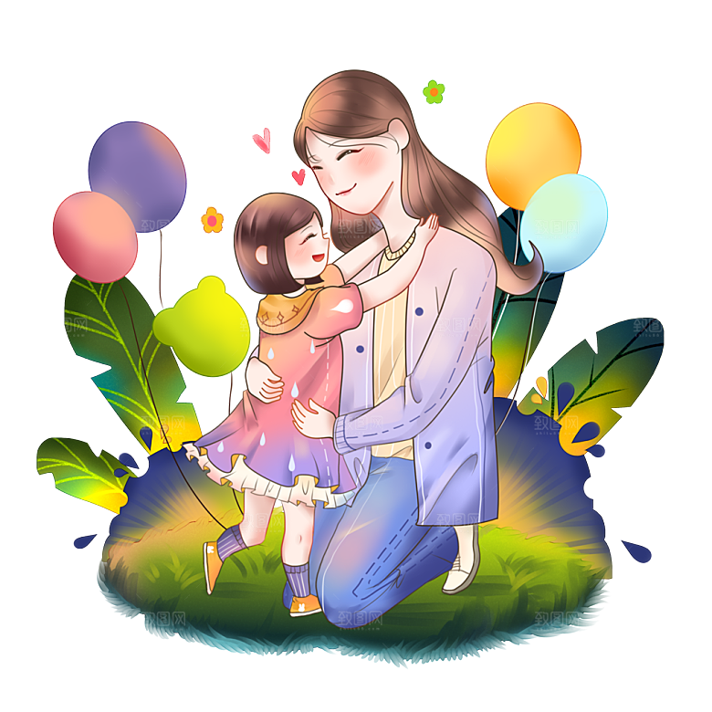 免抠元素可爱卡通母亲节插画